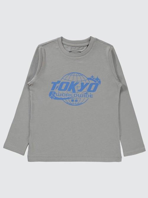 Tokyo Baskılı 6-9 Yaş Sweatshirt - Gri9-10 Yaş