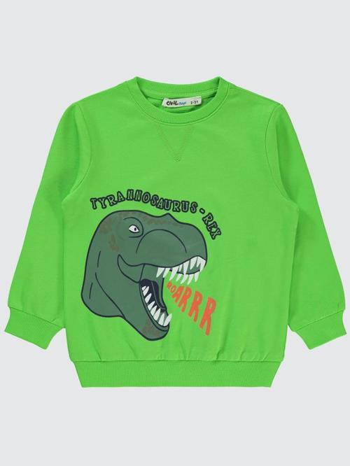 Dino Roar Baskılı 2-5 Yaş Sweatshirt - Yeşil3-4 Yaş