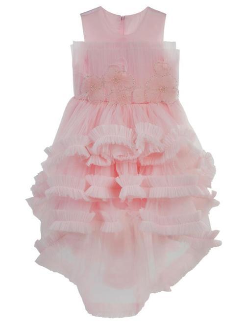 Kuyruklu Çiçekli 6-9 Yaş Abiye - Pembe6-7 Yaş