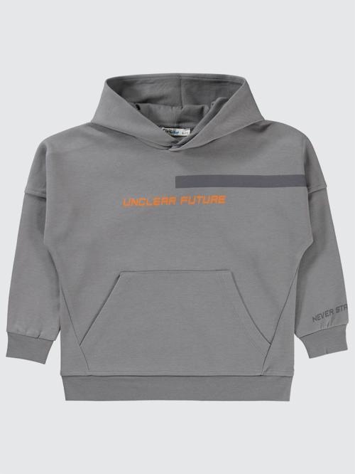 Unclear Future Baskılı 6-9 Yaş Sweatshirt - Gri9-10 Yaş