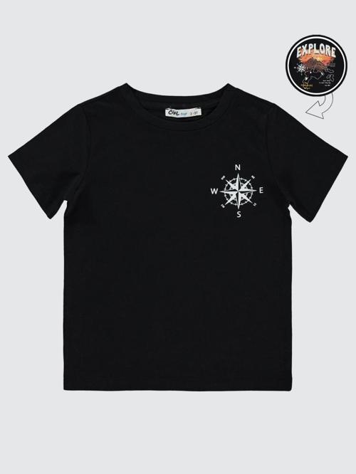 Explore Baskılı 2-5 Yaş Tişört - Siyah2-3 Yaş