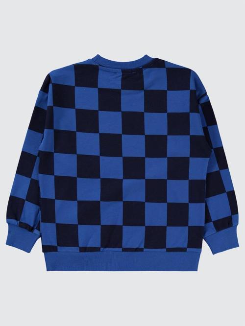 Renkli Dama Empirme Racer Baskılı 6-9 Yaş Sweatshirt - Mavi8-9 Yaş