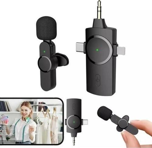 K9-C1 Wireless 3ın1 Kablosuz Type-C - Lightning 3,5mm Jak - Tekli Kablosuz Yaka Mikrofonu