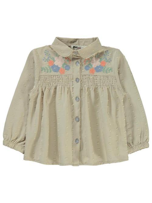 Çiçek Nakışlı 2-5 Yaş Gömlek - Bej2-3 Yaş