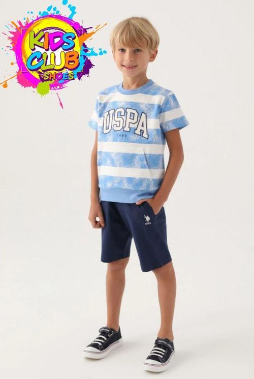 Lisanslı US1701 Kangaroo T-Shirt ve Kapri Alt Üst Erkek Çocuk Takımı