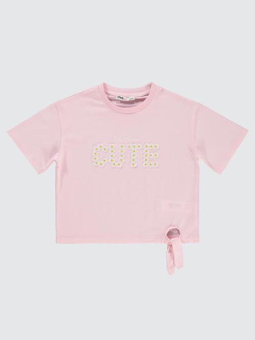 Cute Papatya Nakışlı 10-13 Yaş Tişört - Pembe11-12 Yaş