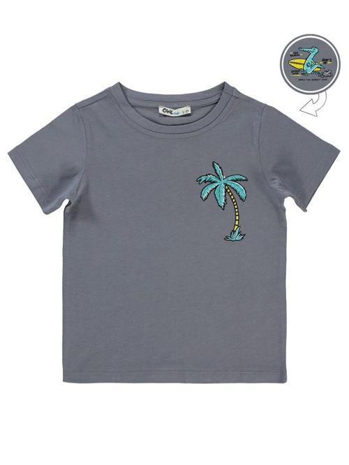 Palmiye Baskılı 2-5 Yaş Tişört - Gri2-3 Yaş