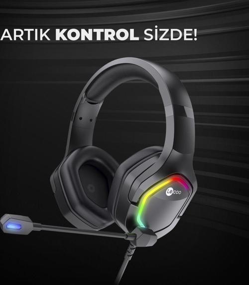 LECOO HT403 Stereo USB RGB Led Aydınlatma Siyah Gaming Mikrofonlu Kulaklık