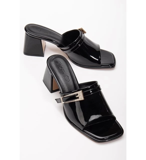 Ziva Siyah Rugan Topuklu Terlik