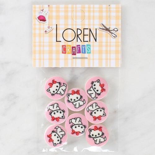 Loren Crafts 8'li Kedi Düğme - 1027