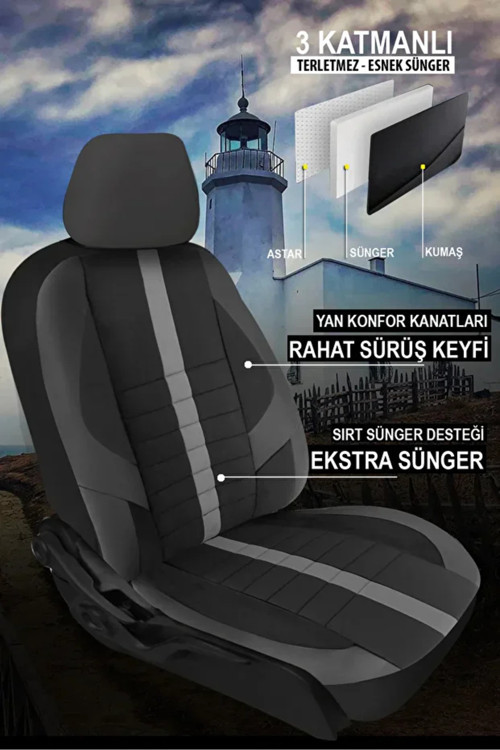 Opel Mokka X 1.4 Ecotec Turbo 120 Hp Start Stop 2019 Uyumlu Kumaş Sinop Oto Kılıfı Tam Set Siyah