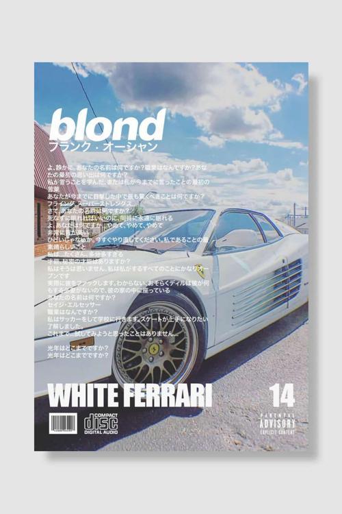 Frank Ocean White Ferrari Müzik Poster Çerçevesiz Yüksek Kalite Müzik Afiş Duvar Poster
