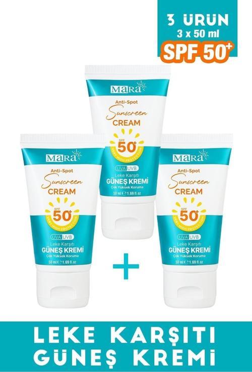 Spf 50+ Leke Karşıtı Yüz Güneş Kremi Tüm Cilt Tipleri Için 50 Ml 3 Adet