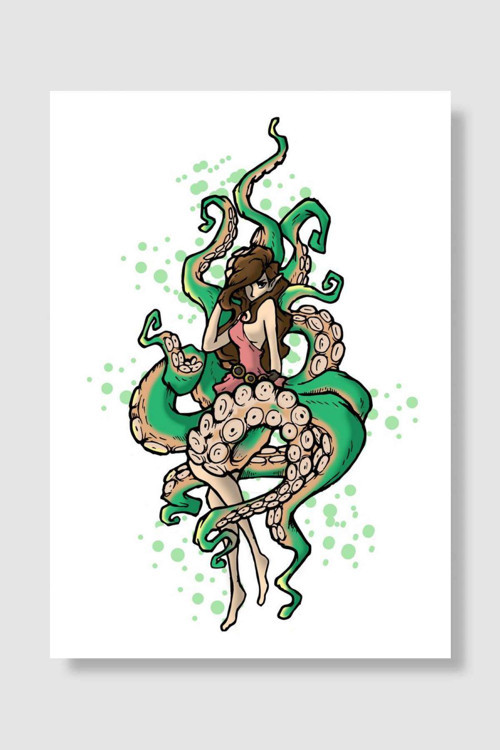 Anime Hentai Tentacle Girl Anime Poster Çerçevesiz Yüksek Kalite Duvar Poster