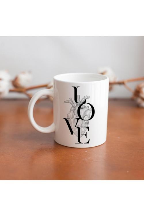 Kalp LOVE Yazılı Kupa Sevgiliye Hediye Kupa Bardak