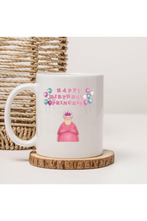 Happy Birthday Princess Baskılı İllüstratif Kupa Bardak