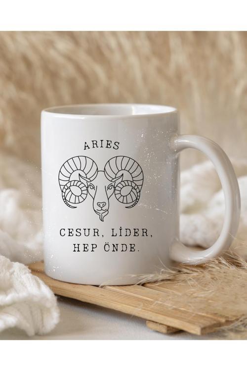 Aries Cesur Lider Hep Önde Yazılı Koç Burcu Kupa Bardak