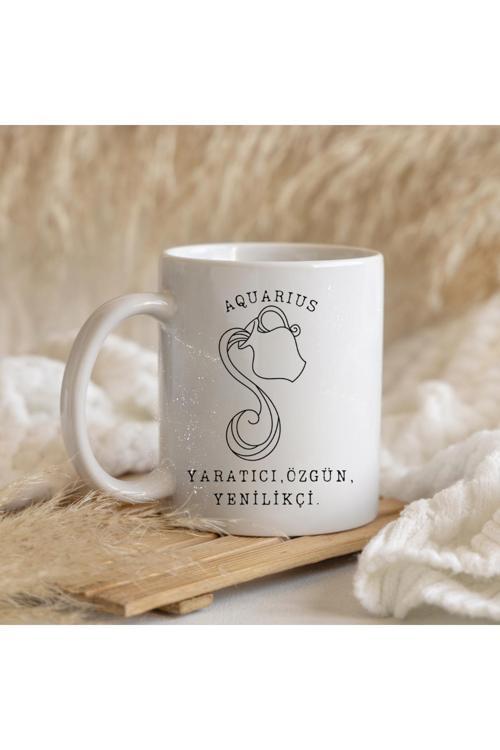 Aquarius Yaratıcı Özgün Yenilikçi Yazılı Kova Burcu Kupa Bardak