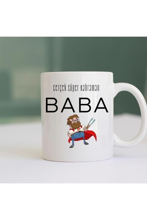 Gerçek Süper Kahraman Baba Yazılı Kupa Babalar Günü Hediye Baskılı Kupa