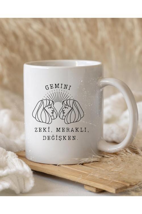Gemini Zeka Meraklı Değişken Yazılı İkizler Burcu Kupa Bardak