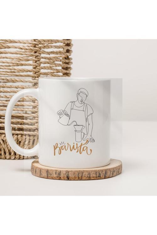 Erkek Barista İllüstratif Baskılı Kupa Bardak
