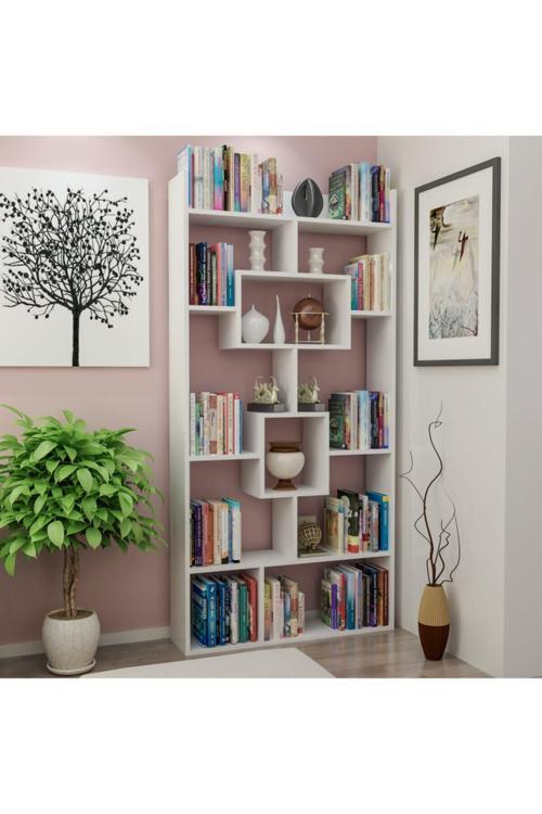 Kayra Beyaz Mdf Kitaplık