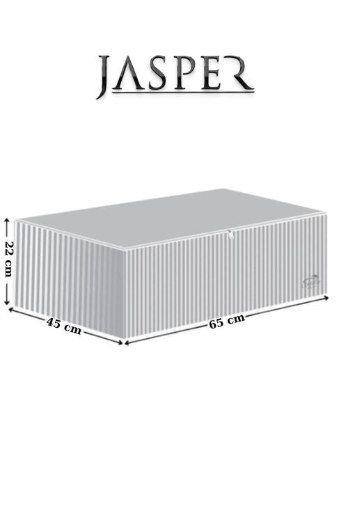 Antrasit Çizgili Büyük Boy Baza Altı Ve Çekyat Hurç - 65x45x22 Cm - Organizer.