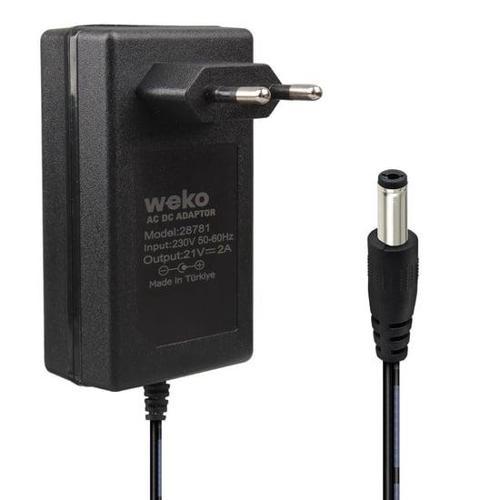 21 Volt - 2 Amper 5.5*2.5 Mm Uçlu Kırmızı Yeşil Ledli Priz Tipi Şarjlı Matkap Adaptörü