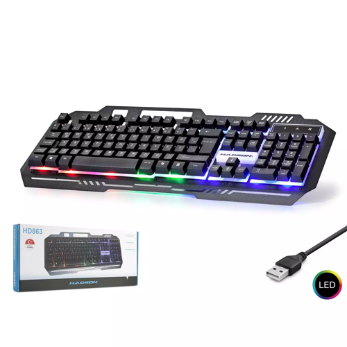 Hd863 Kablolu Oyuncu Klavye Metal Led Q Siyah