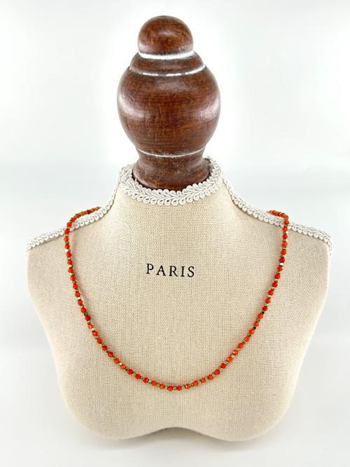 TURUNCU GARNET DOĞAL TAŞ KOLYE 3MM