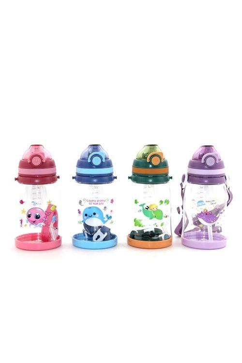 Renkli Pipetli Suluk 550 Ml – Pratik ve Eğlenceli Su İçme Çözümü