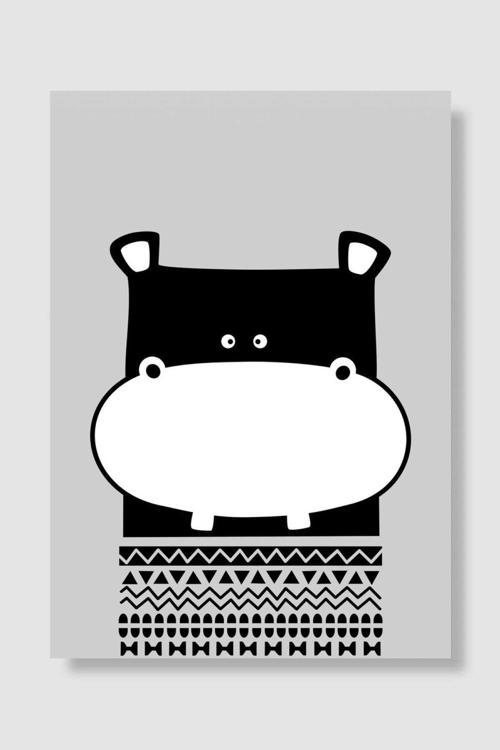Hipopotam Portresi Çocuk Odası Poster Yüksek Kalite Çocuk Odası Dekoratif Duvar Poster