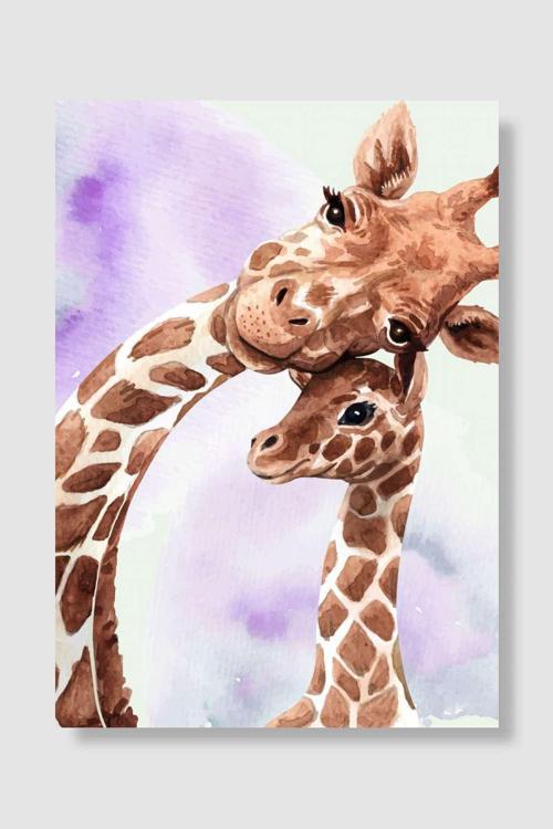 Sevimli Zürafa anne ve bebek Çocuk Odası Duvar Poster