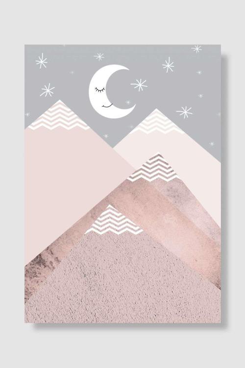 Pembe Dağlar Çocuk Odası Poster Yüksek Kalite Çocuk Odası Dekoratif Duvar Poster