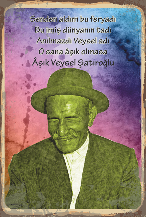 Aşık Veysel Güzelliğin On Para Etmez Retro Ahşap Poster 20x30