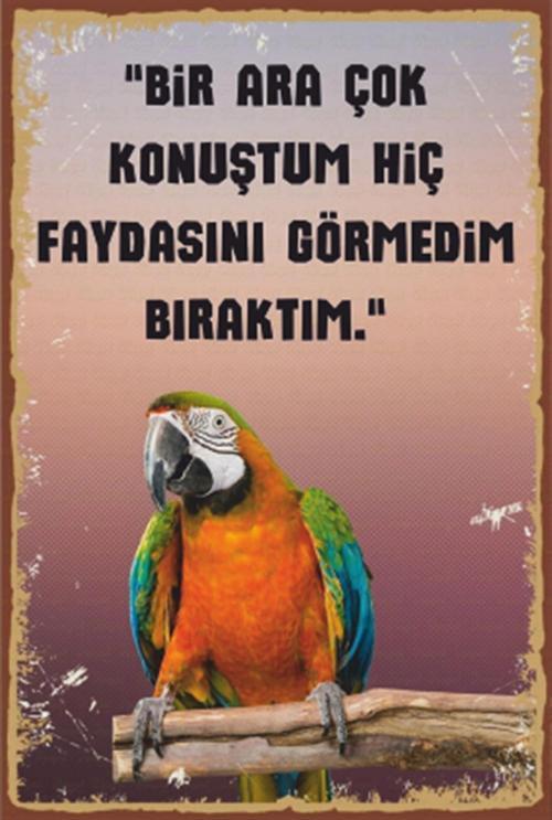 Çok Konuşma Komik Sözler Retro Ahşap Poster 20x30
