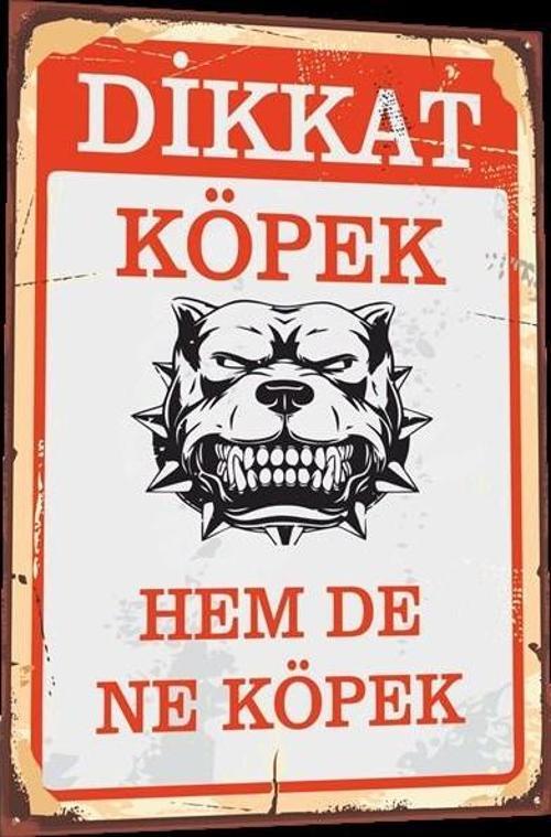 Dikkat Köpek Var Uyarı Levhası Tabela Tarz Retro  Poster 20x30