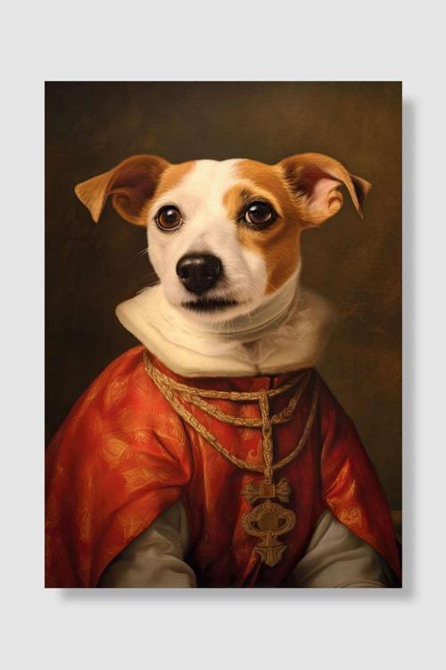Jack Russell Terrier Pope Popart Poster Dekoratif Modern Sanatsal Duvar Poster