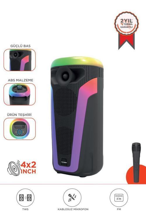 D69 Siyah RGB Ledli Taşınabilir Bluetooth Hoparlör Parti Speaker