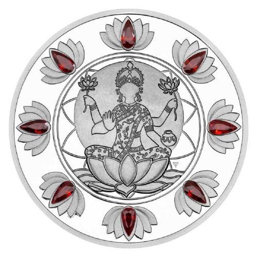 Diwali Festivali Kristal Taşlı Gümüş Sikke Coin
