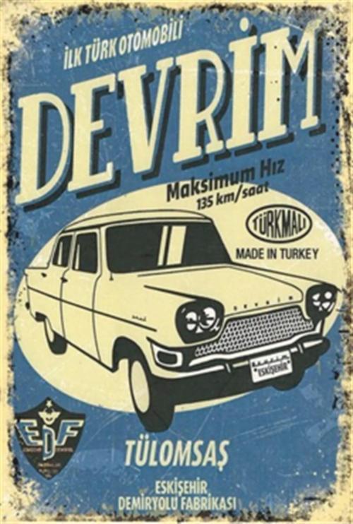 İlk Türk Otomobili Devrim Retro Ahşap Poster 20x30