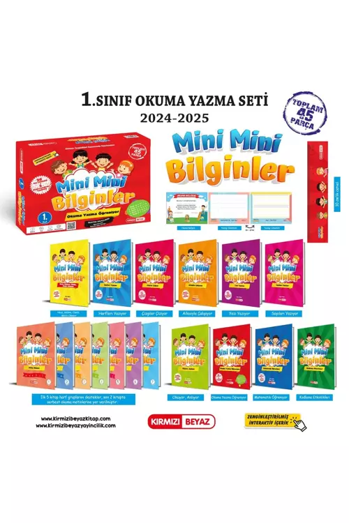 Kırmızı Beyaz Yayınları 1.Sınıf Okuma Yazma Seti Mini Mini Bilginler