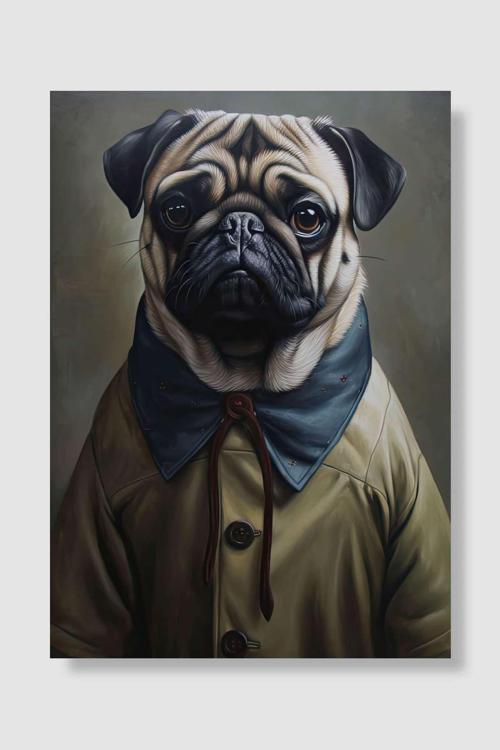 Pug Dog Painting  Popart Poster Dekoratif Modern Sanatsal Duvar Poster