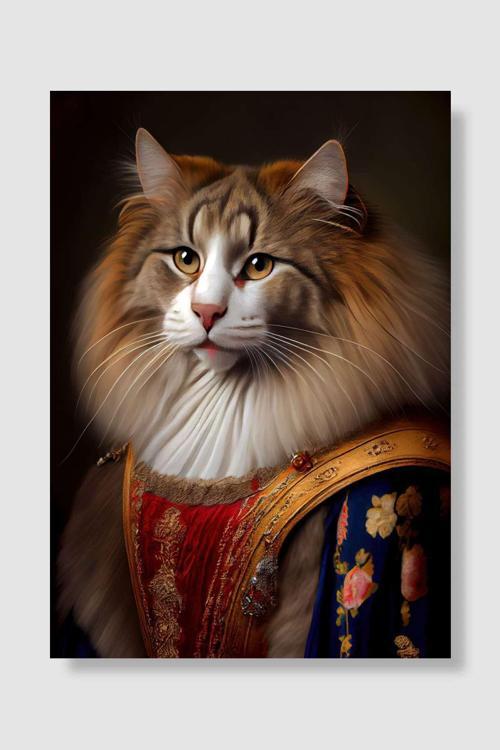 Norwegian Forest Cat Breed Popart Poster Dekoratif Modern Sanatsal Duvar Poster