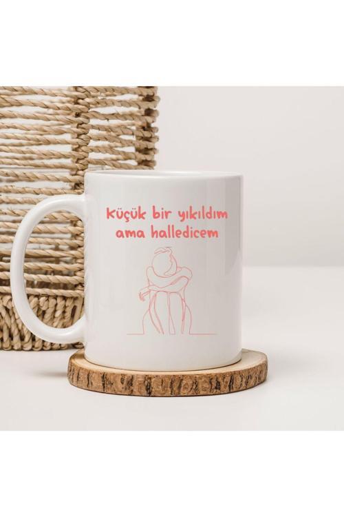 Küçük Bir Yıkıldım Ama Halledicem Yazılı Baskılı Kupa Bardak