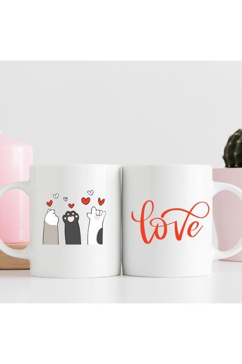 Patili Kalpler LOVE Yazılı Kupa Hediyelik Kupa