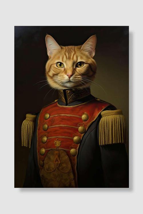 Renaissance cat portrait Popart Poster Dekoratif Modern Sanatsal Duvar Poster