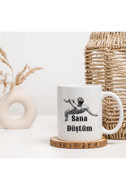 Sana Düştüm Yazılı İllüstratif Kupa Bardak