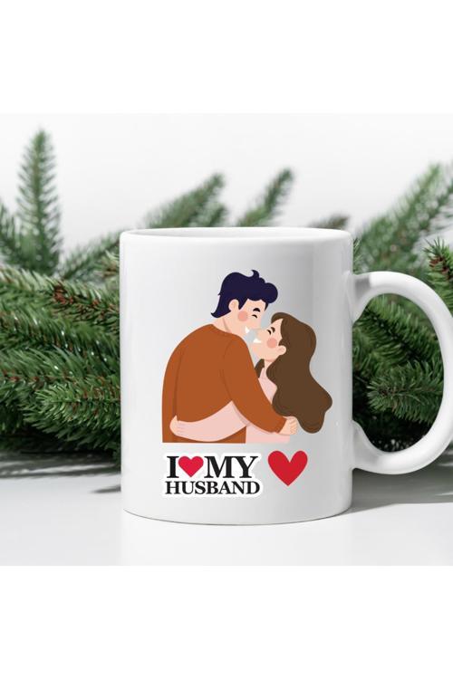 I Love My Husband İllüstratif Baskılı Kupa Bardak Sevgililer Günü Hediye Kupa
