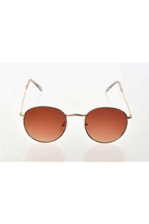 Sarı Metal Çerçeve Güneş Gözlüğü - Moda Gözlük